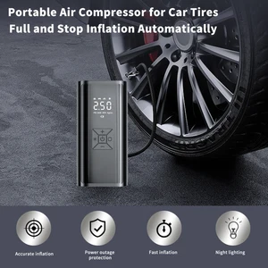 Portable air compressor for car tires, fast inflator, precise pressure, digital display, LED light, power bench 8 Main Air Compressor Sales - №6