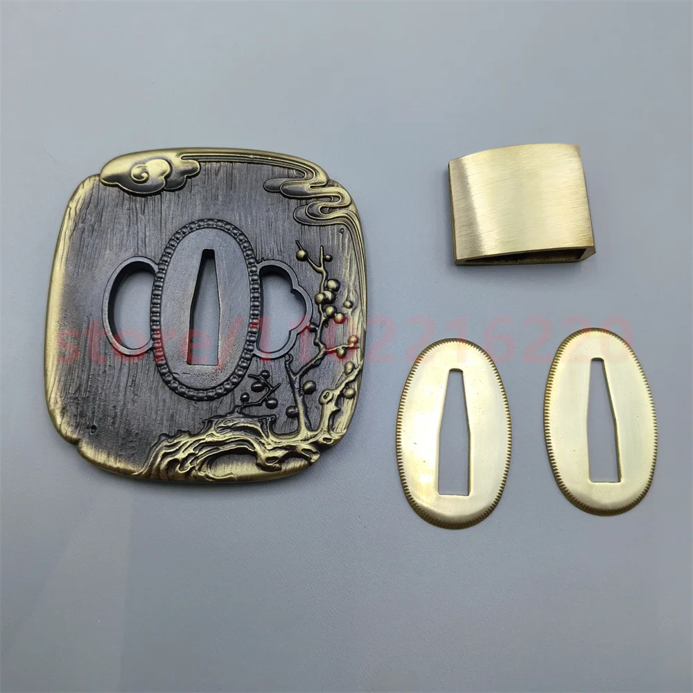 Copper Tsuba Handguard Guard Brass Habaki Seppa For Real Japanese Japan Samurai Katana Sword Fittings Accessory Parts Nice