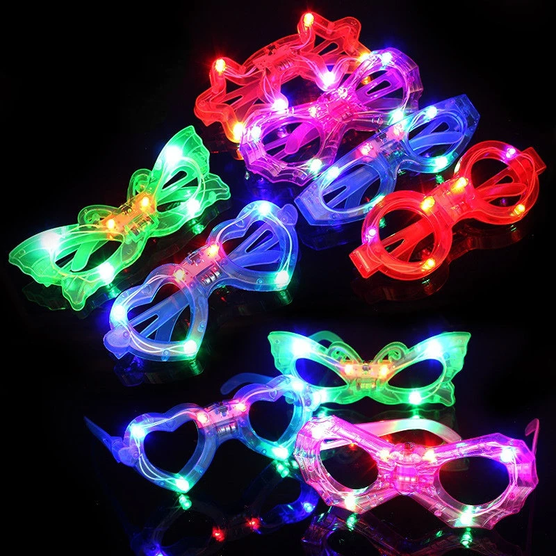 1 stücke erwachsene Kinder Requisiten liefert leuchtende verrückte Brille Kunststoff LED Brille Maskerade Party Geburtstags geschenk Kinder leuchten Spielzeug