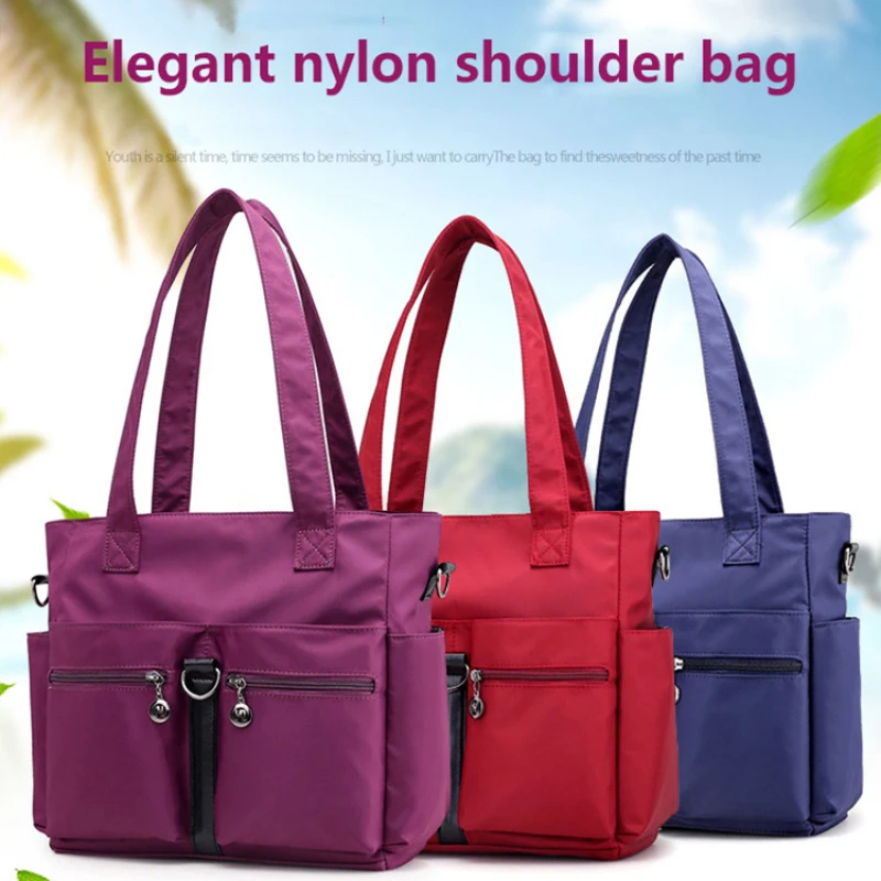 

2024 New Oxford Cloth Travel Bag Women Handbag Duffel Bag Big Bag Nylon Cloth Bag Light and Simple Shoulder Bag Mom Bag Trend
