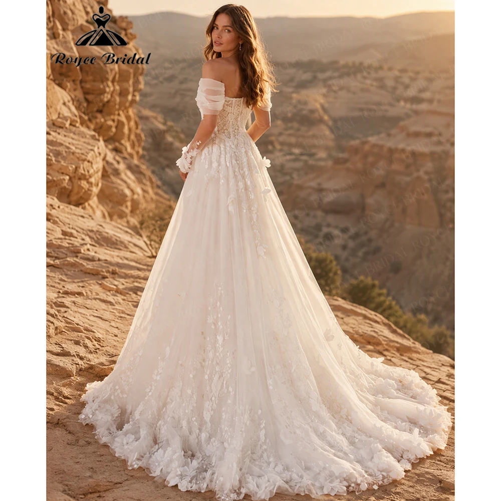 Roycebridal Elegant Sweetheart A Line Wedding Dresses 2027 Appliques 3D Flowers Beach Bridal Gown Customized Vestido De Novia