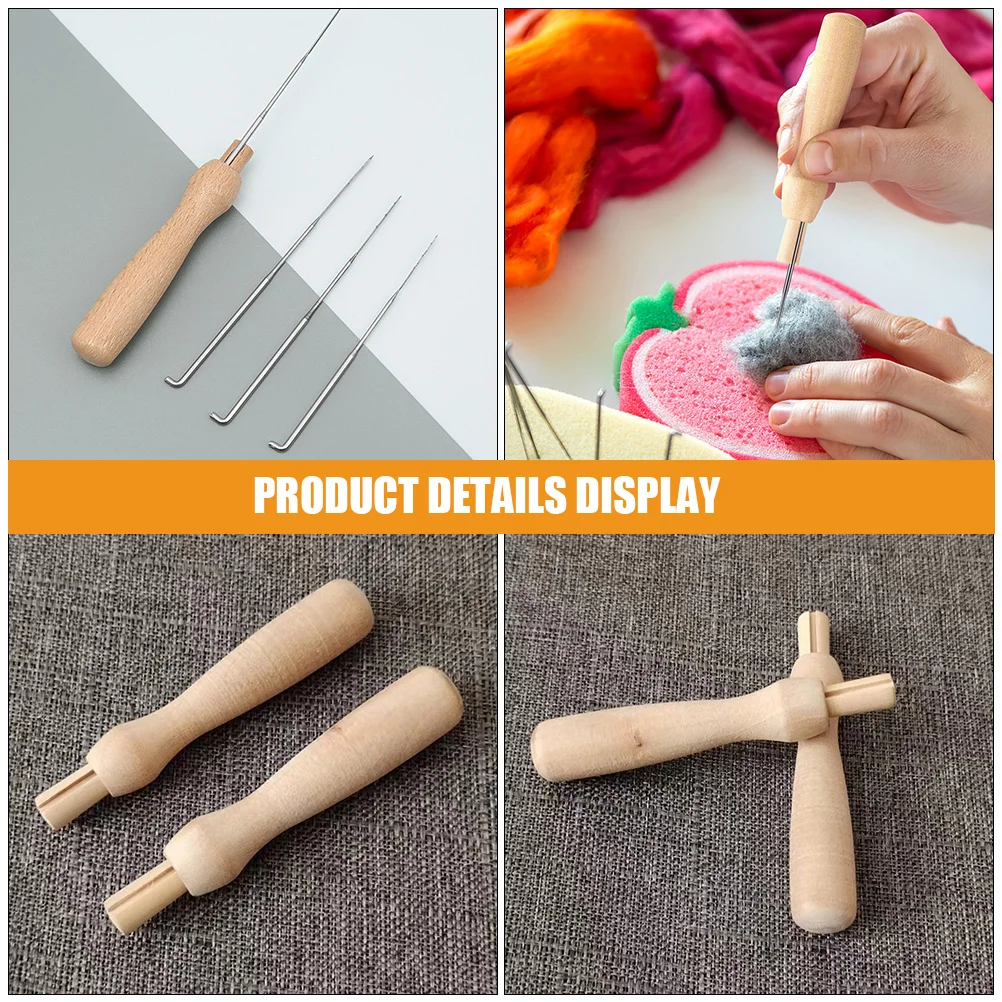 

15pcs Wool Wood Handle Replacement For Felting Craft Supplies Needle Felting Tools Handles Felt Needle Tool Kit