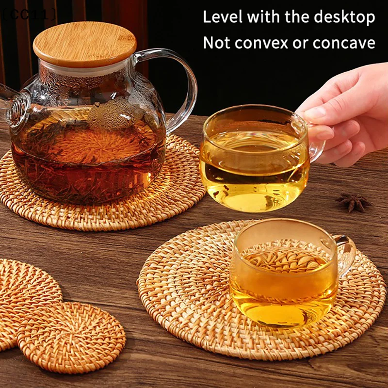 Wärmeisolierende Rattan-Matte, Tischmatte, verbrühungssichere Topf- und Tellermatte, hochtemperaturbeständige Teetassenmatte〔CC11〕
