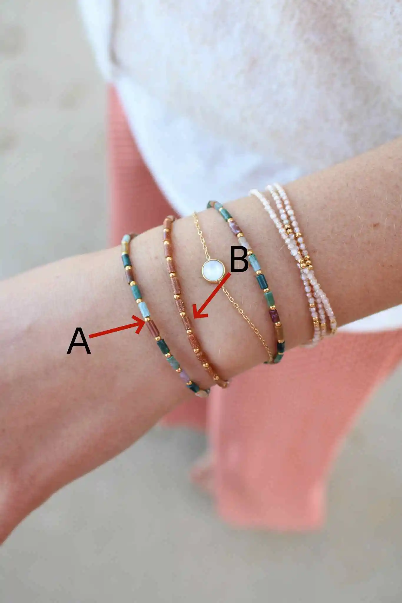 Go to Beach Natural alluvial gold Beads Bracelet Adjustable  for Women Titanium steel accessories Jewelry view 2