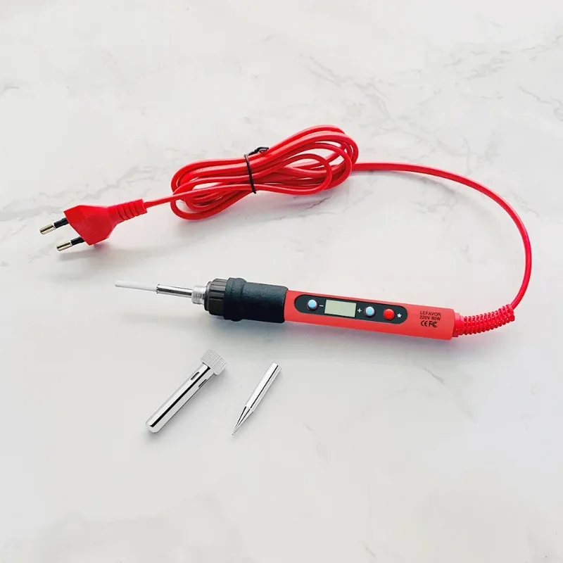 Digital Soldering Iron Set Kit 80W with ON/OFF Switch Adjustable Temperature LCD Welding Tools Ceramic Heater Soldering Tips