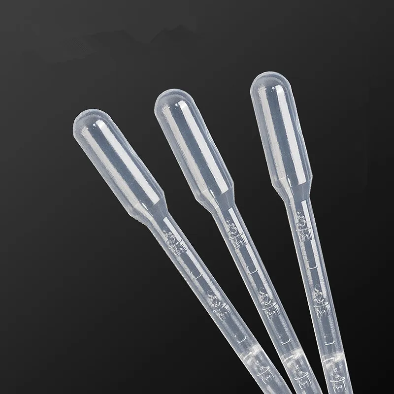 Pipetas transparentes desechables de plástico seguro, cuentagotas graduado de transferencia para laboratorio, suministros de experimentos, 100