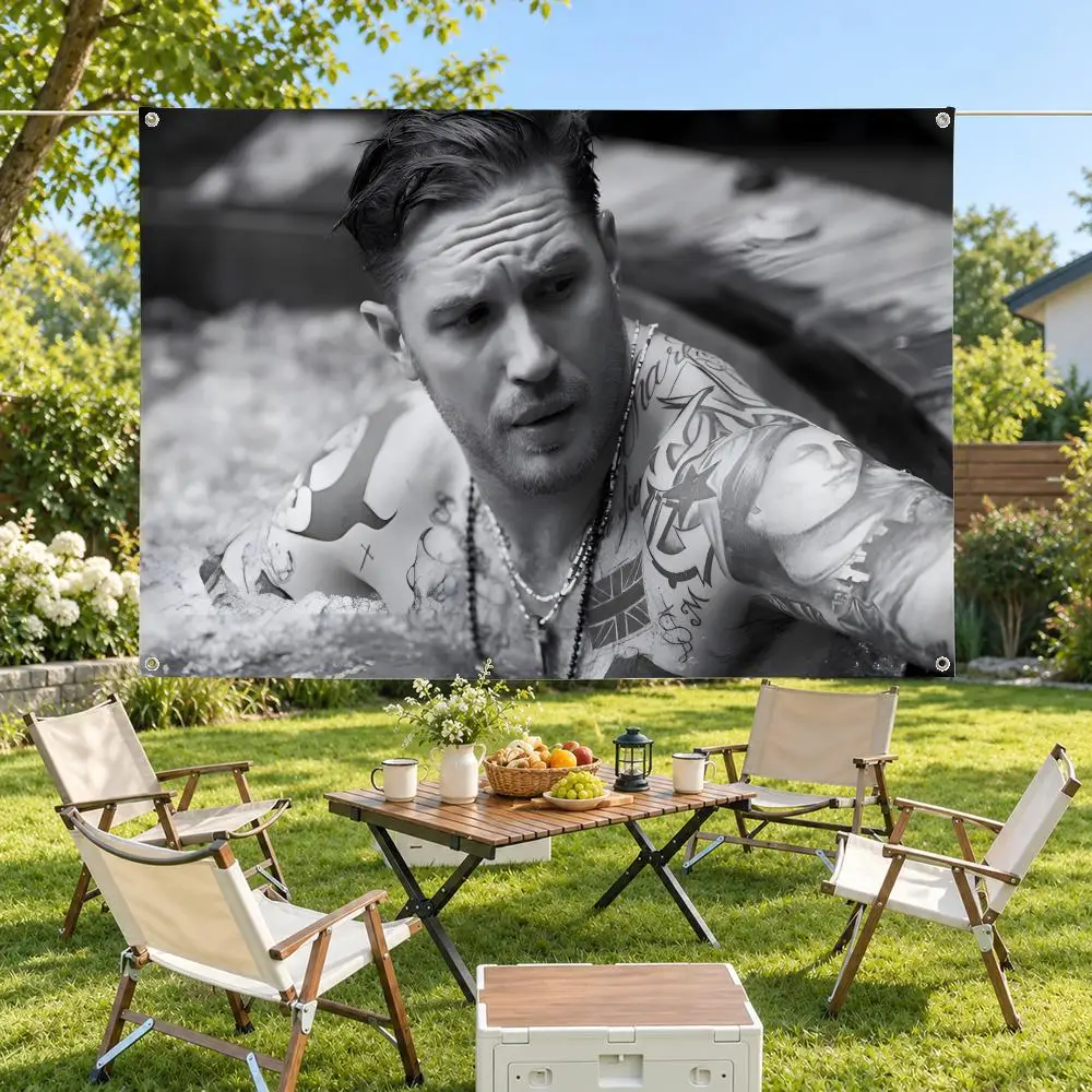 Actor Tom Hardy Flags Minimalist Fabric Banner Flags Garden Shop Bedroom Festival Birthday Wall Decor