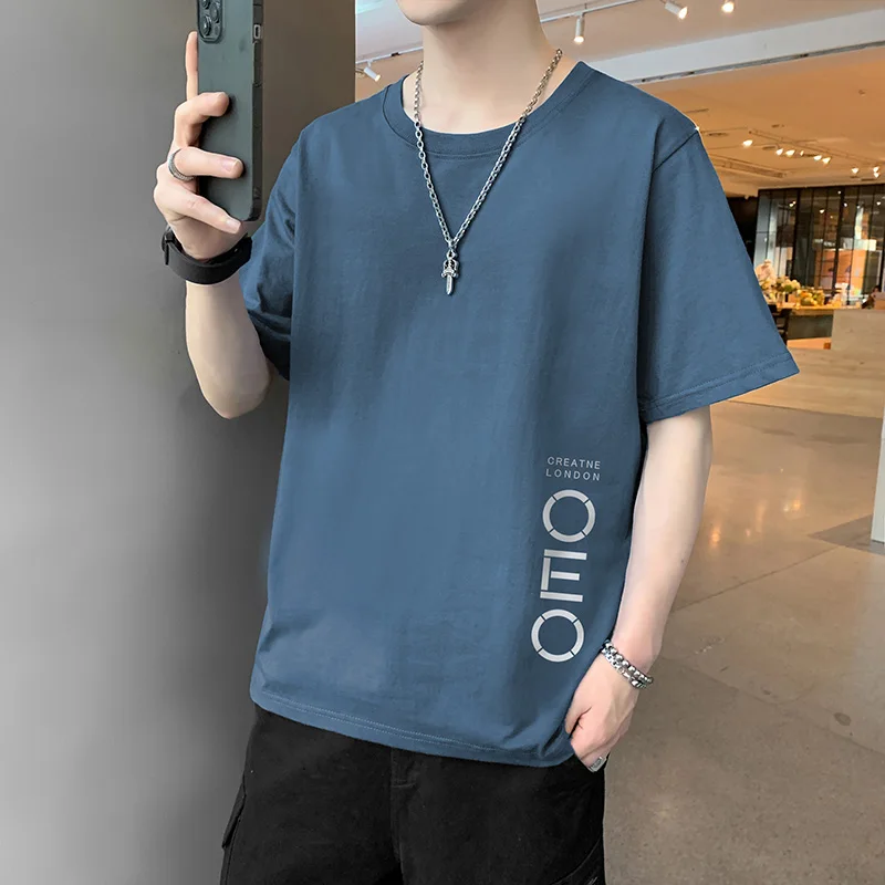 

Fashion O-Neck Short Sleeve Korean Printed Letter T-Shirts Men's Clothing 2024 Summer New Loose All-match Tops Casual Tee Shirt