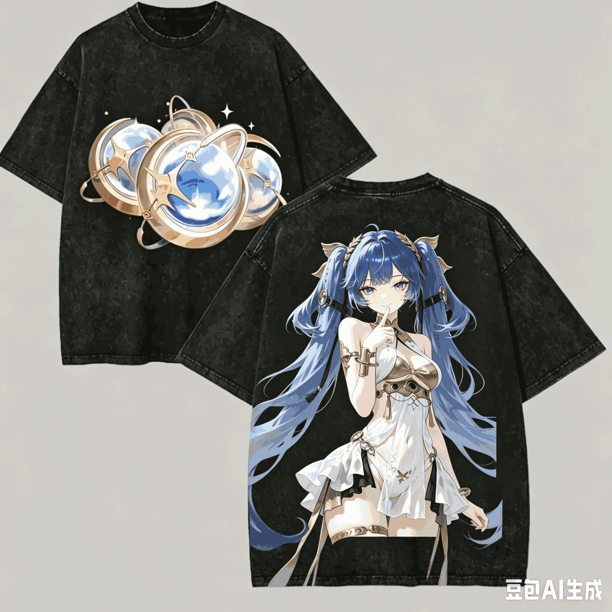 Honkai Star Rail Robin Washed T‑Shirt Unisex Print Vintage Distressed Short Sleeve Tee Game Graphic Casual Loose Streetwear Tops