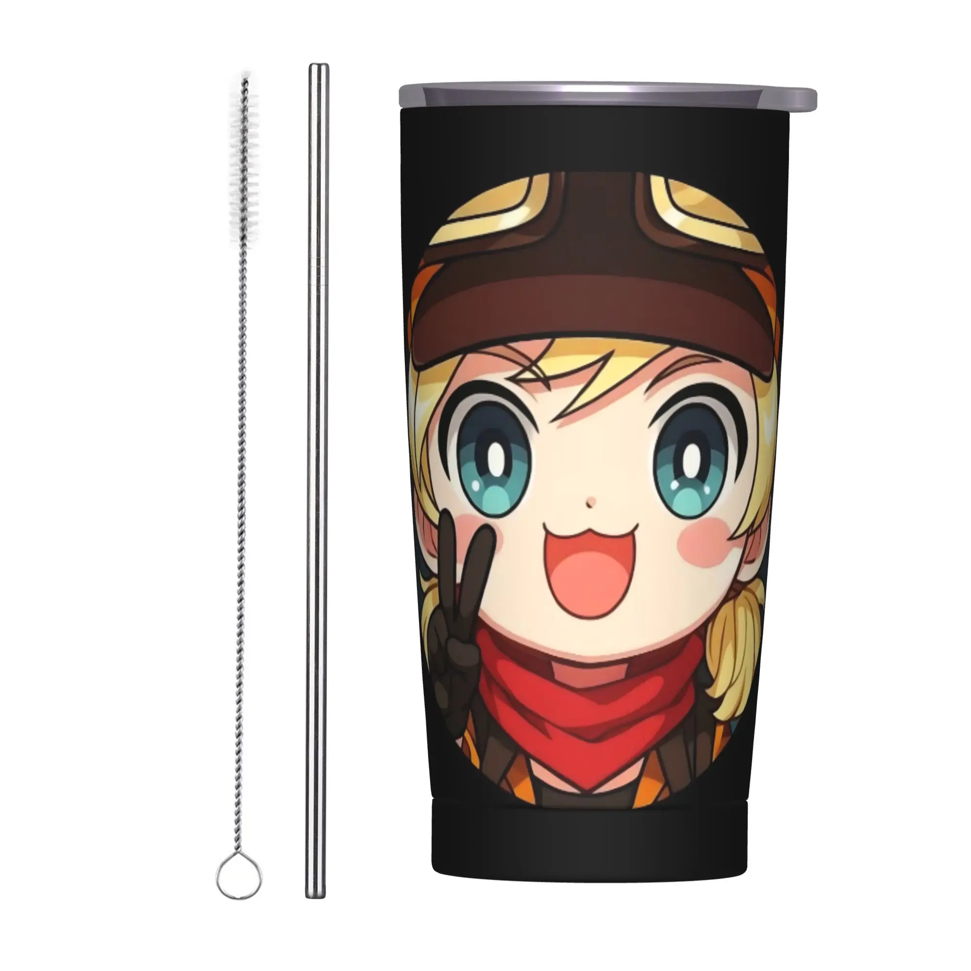 Trickcal C-Chibi Go Games Tumbler Vacuum Insulated  Coffee Cups Stainless Steel Smoothie Tea Mug Water Bottle 20oz