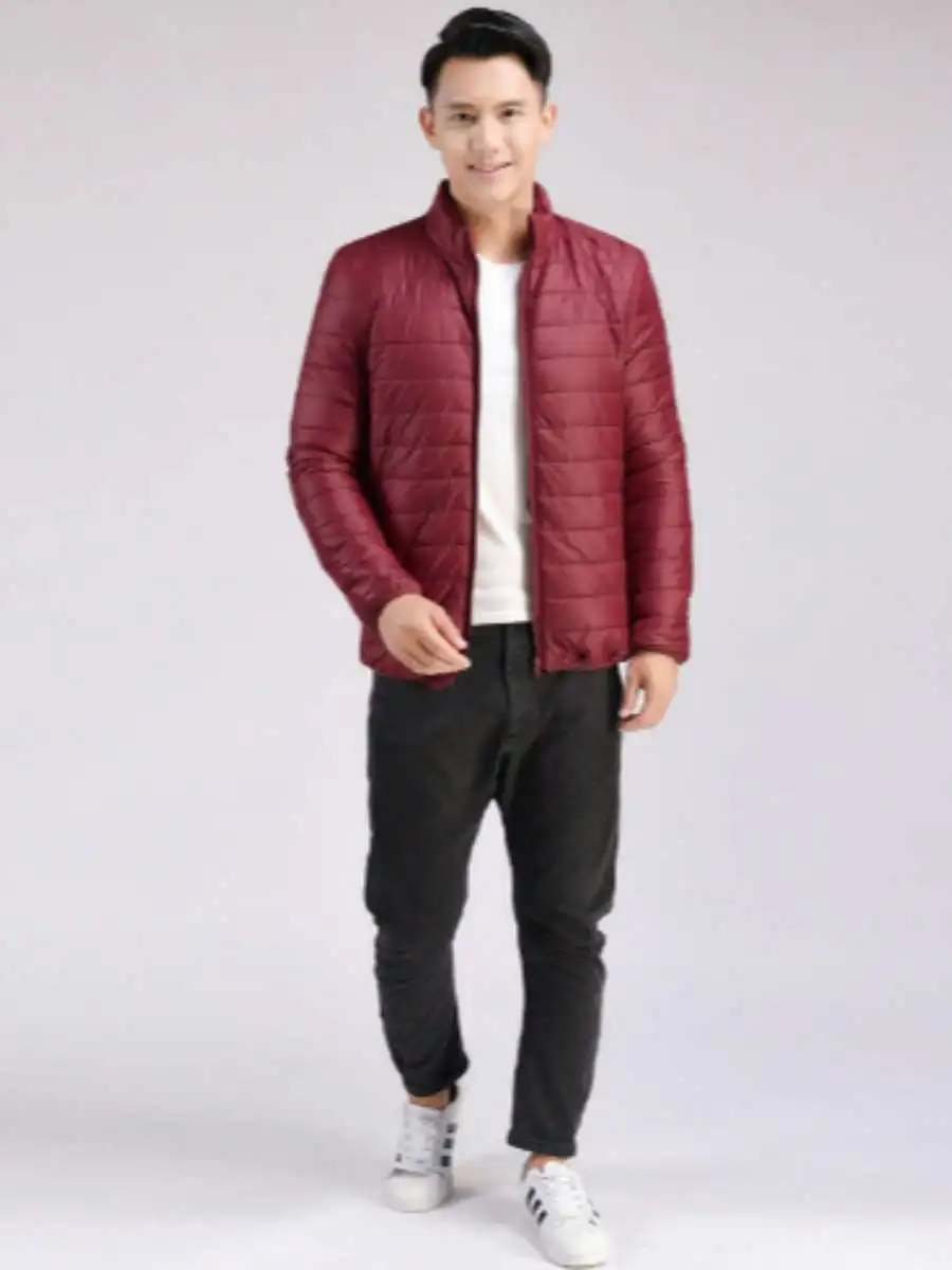 

Men's Lightweight Cotton Jaet Stand Collar Warm Outerwear Spring Season Casual Long Length Zipper Closure Color