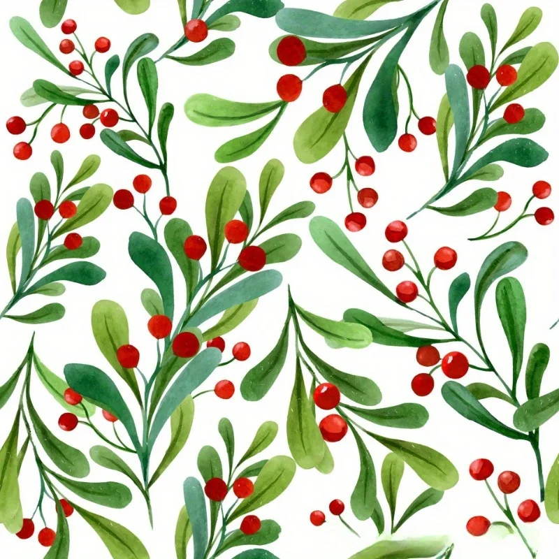 مناديل عيد الميلاد - تصميم 3 طبقات للاستعمال مرة واحدة من التوت والصنوبر مع توت أحمر، لحفلات العطلات وحفلات الزفاف وديكور المنزل