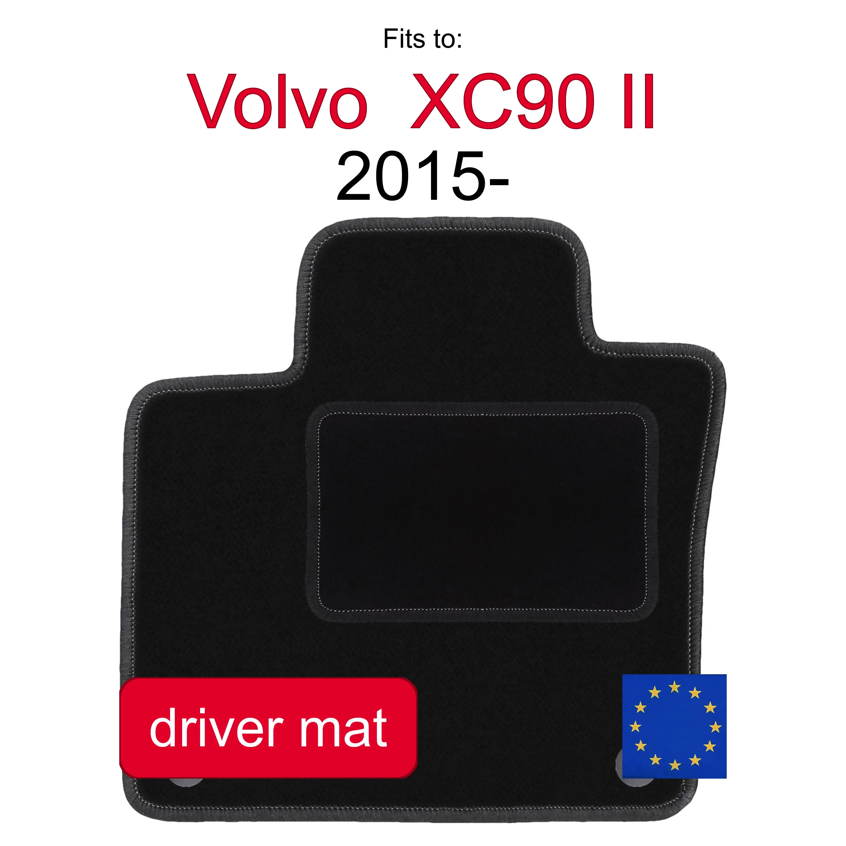 Velour tapijt voor de bestuurdersstoel voor Volvo XC90 II SUV (2015-) - Zwart (1 stuk)