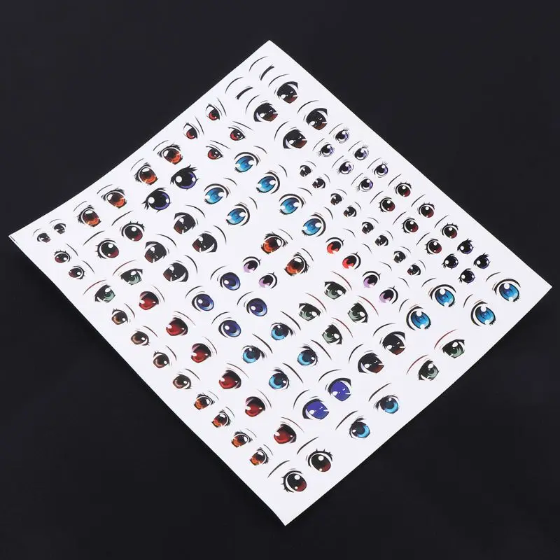 Autocollants Yeux Bouche Nez Dessin Animé - 7 Feuilles Pour Poupées Argile Bricolage