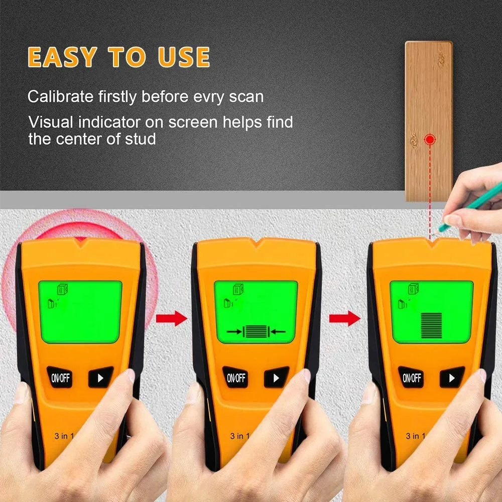 Imagem -05 - Scanner de Parede com Tubo Sensor Localizador Eletrônico Stud Wood Joist Finder Pipe Wire Detector Metal Detector Tools em 1