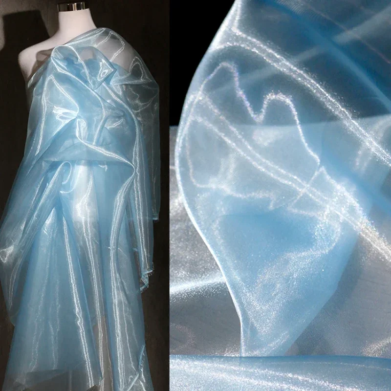 Bright Crystal Yarn Mist Water Light Net High End Wedding Fabric High End DIY Curtains Han Clothing Designer Fabric