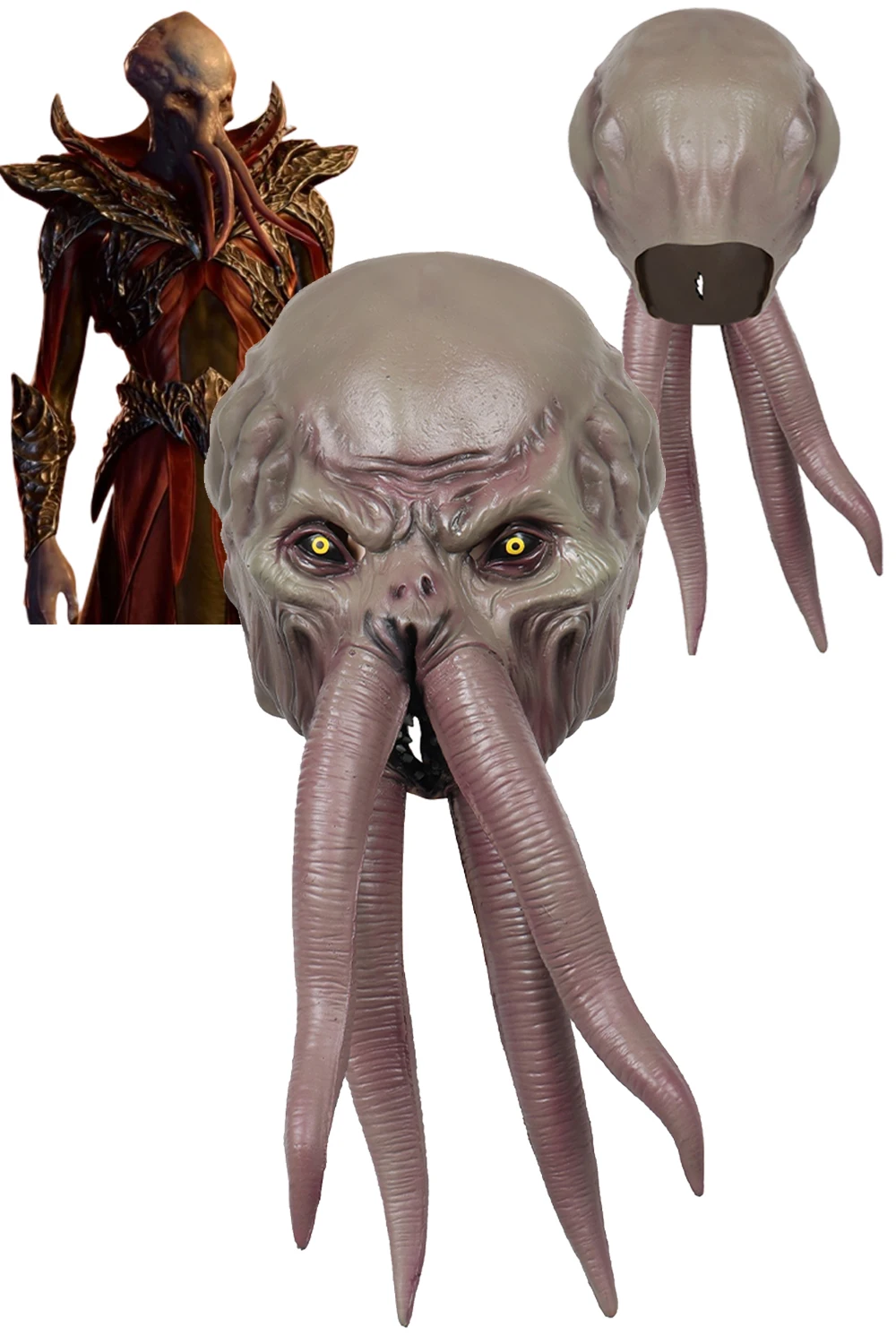 Lllithid Cosplay Mind Flayer Latex Masks Helmet Game Balder Gate Masquerade Costume Accessory Halloween Women Men Adult Props