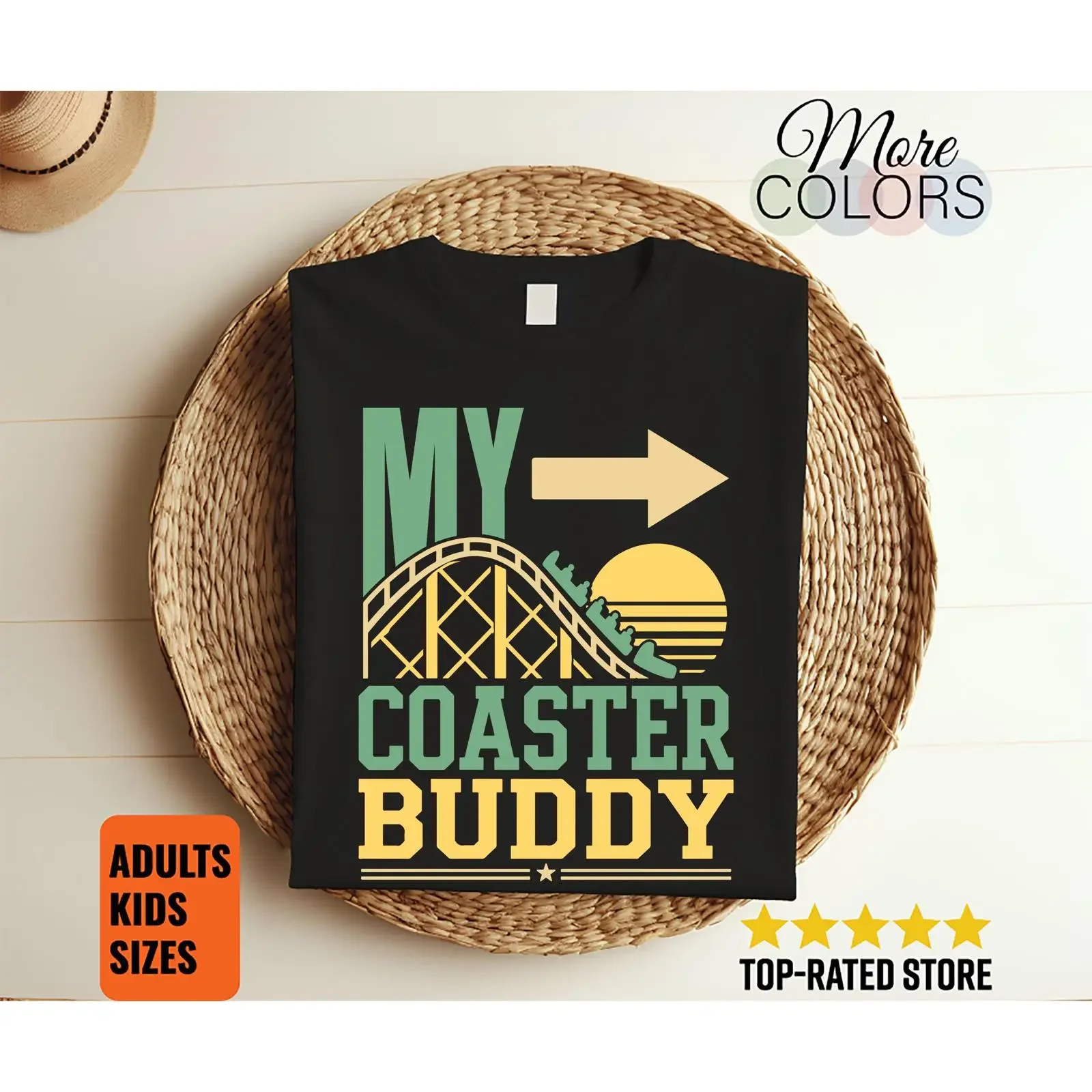 My Coaster Buddy T Shirt Matching Roller Ride Amusement Park Couple Theme Outfit Thrill Seeker vintage Washed Stylish homme