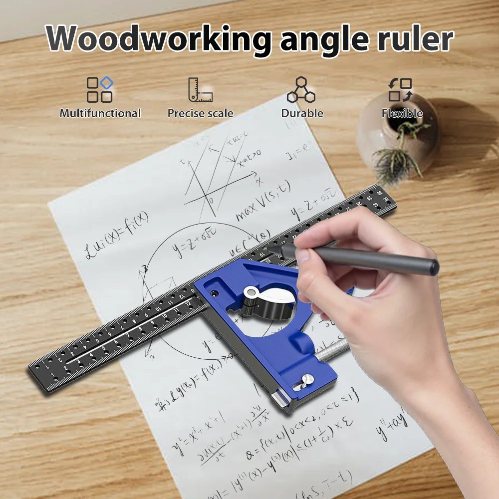 

30CM Precision Marking Right Angle Ruler 45/90 Degree Hole Angle Ruler Industrial Scribe Marking Gauge Draw a circle Woodworking