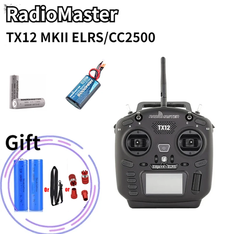 

RadioMaster TX12 MKII MK2 Mark 2 Radio ELRS/CC2500 EdgeTX OpenTX 16CH Multi-Module Compatible Radio Control Transmitter