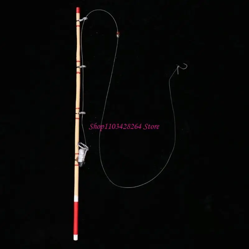 Modelo decorativo caña pescar casas muñecas escala 1:12 herramienta decorativa realista