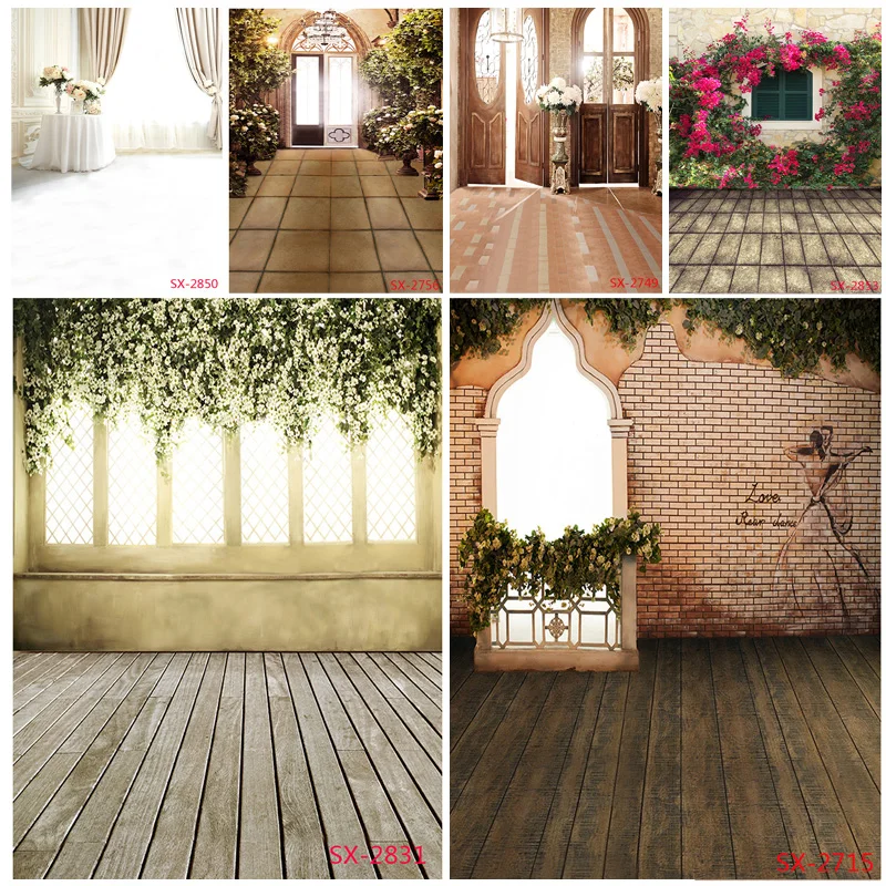 Vinyl Photography Backdrops Prop Flower Wood Floor Castle Wedding Theme Photo Studio Background  2157 YXFL-51