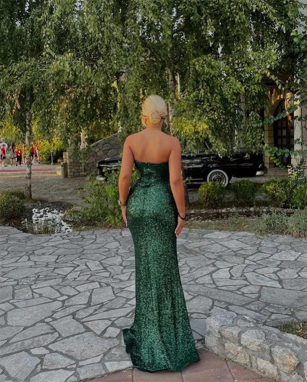 Bella Sequin Mermaid Exquisite robes de soirée One Shoulder Floor-Length Evening Dresses Side High Split Clubbing Wedding Dress