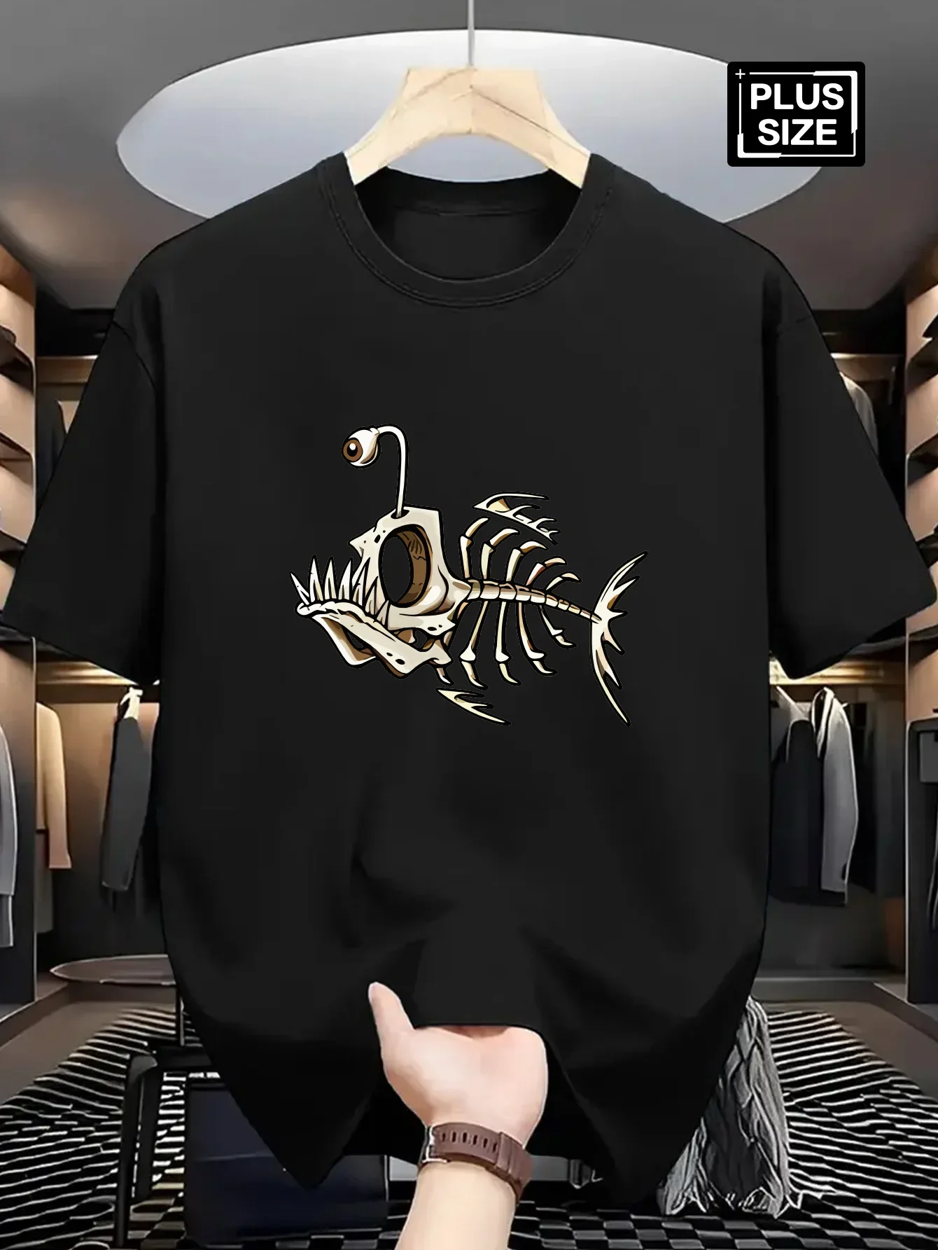 Sommer Herren 100% Baumwolle Kurzarm-T-Shirt, Herren Kurzarm-T-Shirts mit Fischgrätenmuster, Rundhals Casual High-End
