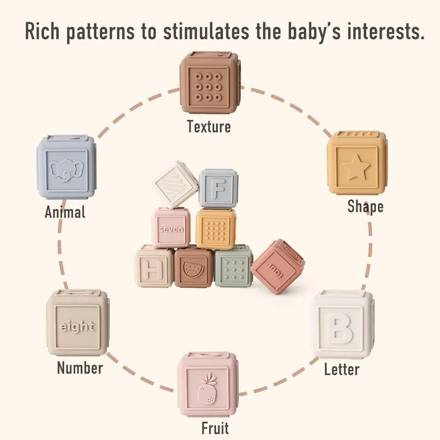 Soft Silicone Stacking Blocks for Babies and Toddlers: Gentle Teethers MontessoriInspired Educational Toys for Sensory Developm