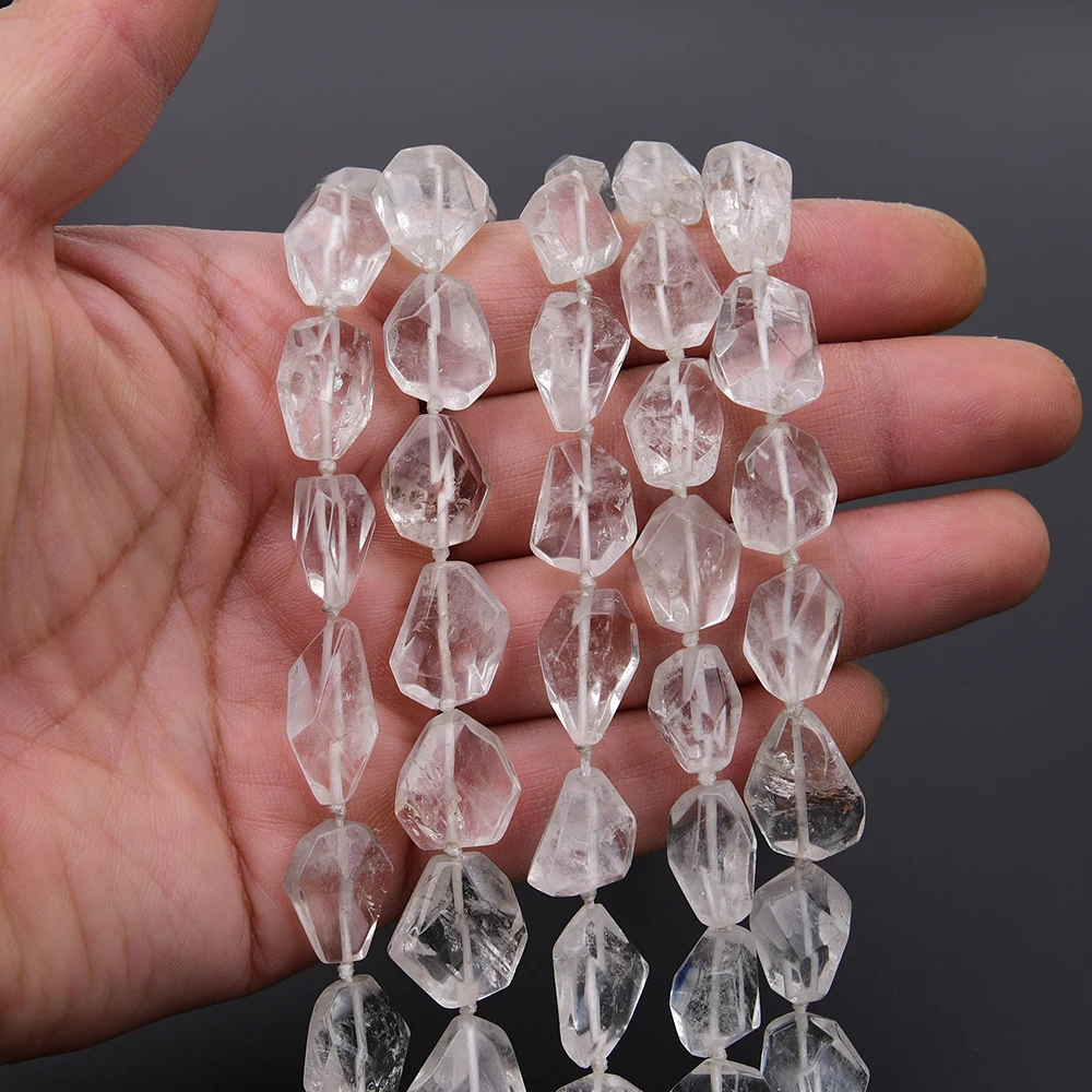 APDGG Natural White Rock Quartz Clear Crystal Manual Cutting Nugget Loose Beads 16.5'' Strand Jewelry Making DIY