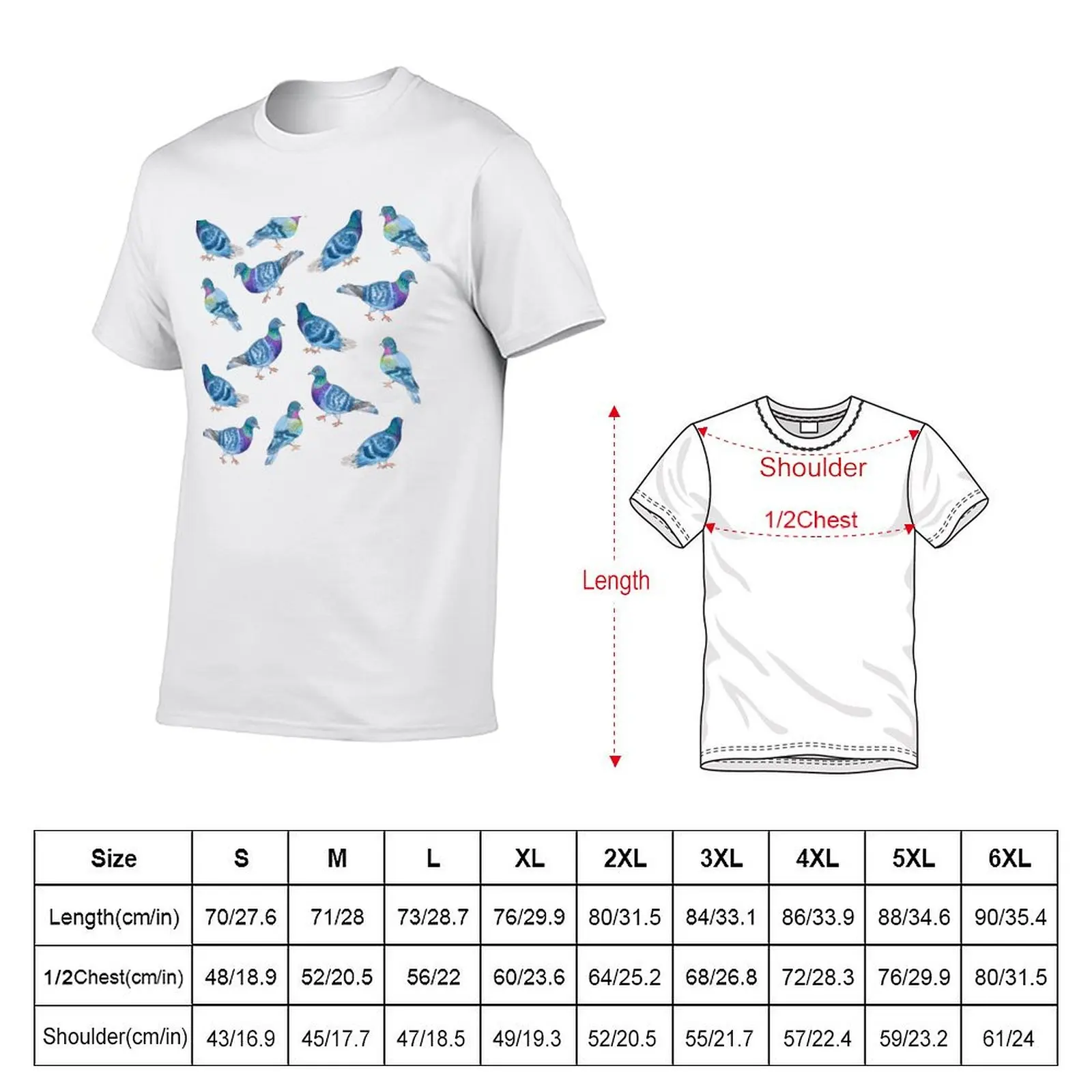 Water colour painted pigeons T-Shirt man t shirt cotton anime t shirts oversize T-Shirt