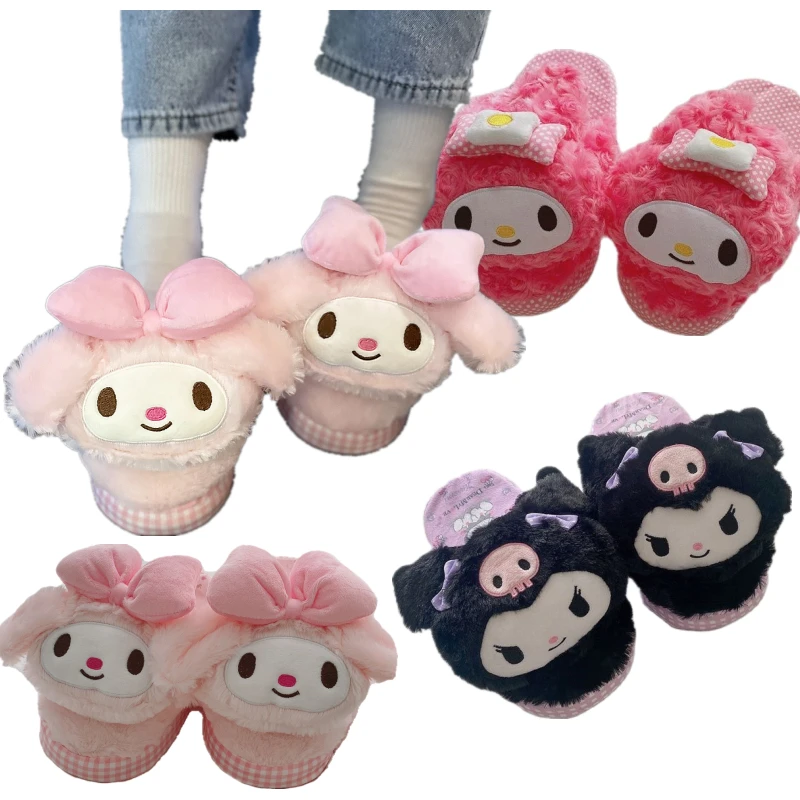 Sanrio Anime My Melody pantofole calde Kuromi Cinnamoroll Girl Ladies Indoor Home scarpe in cotone per l\'autunno invernale piatto antiscivolo