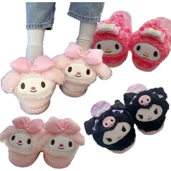 Sanrio Anime My Melody pantofole calde Kuromi Cinnamoroll Girl Ladies Indoor Home scarpe in cotone per l'autunno invernale piatto antiscivolo