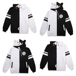 Monokuma Cosplay Hoodie Anime Women Men 3D Printed Sweatshirt Zip Up Hoodies Jacket Coat Pullover