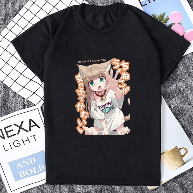 Cos Kinako OSAKANA T-shirt Hot Japan Anime My Cat Is A Kawaii Girl Graphic Unique Women Man T Shirt Casual Summer Cool Soft Tees