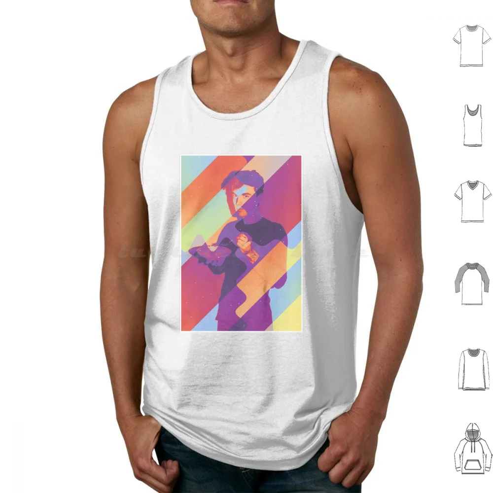 David Byrne Eating Cereal-Crazy Colors Tank Tops Vest Sleeveless David Byrne Cereal Talking Heads Color