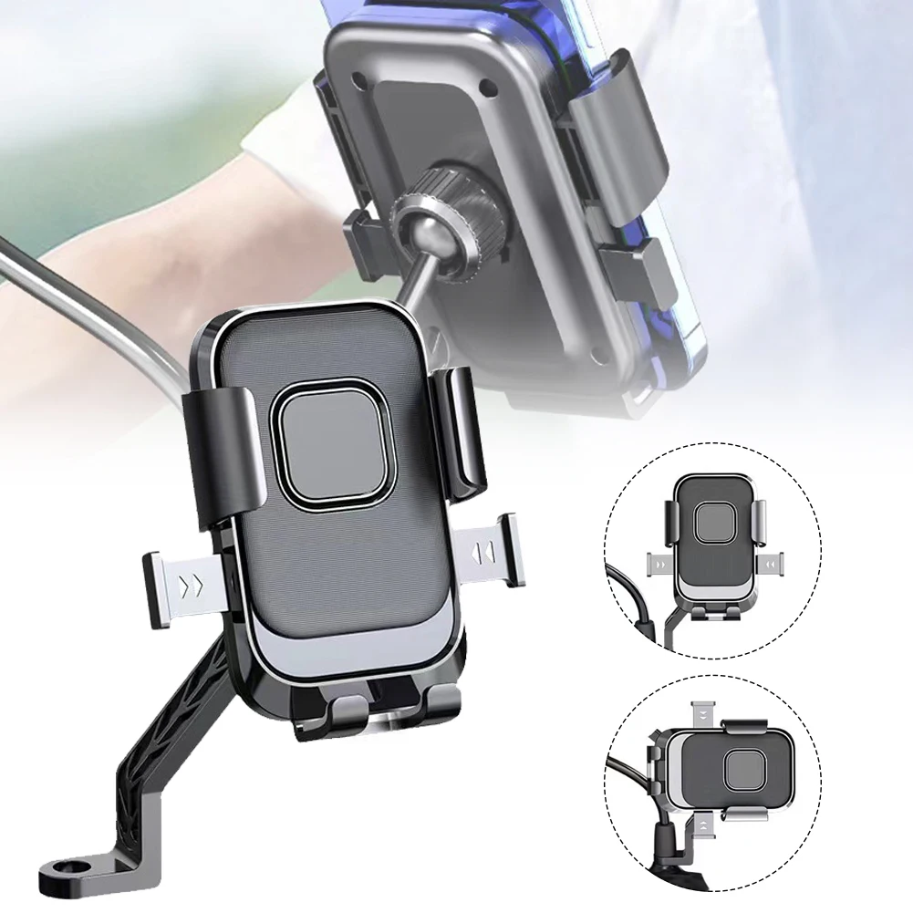 Universal Motorcycle Phone Holder Aluminum Alloy Shockproof Bicycle Phone Holder 360° Rotating Handlebar Mount