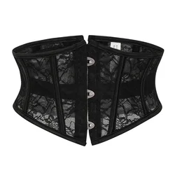 Black See Through Floral Lace Hot Sexy Steampunk Waist Trainer Body Shaper Tummy Slimming Gothic Underbust Corset Belt For Women