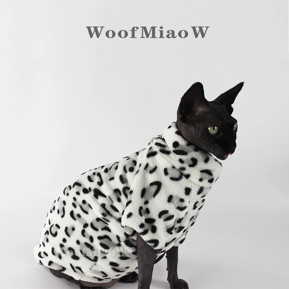 Cat Clothes leopard print Fashion Winter Soft Warm for Sphynx Cat Clothing Comfort Thickened Hairless Cat Kitten Outfits Clothes