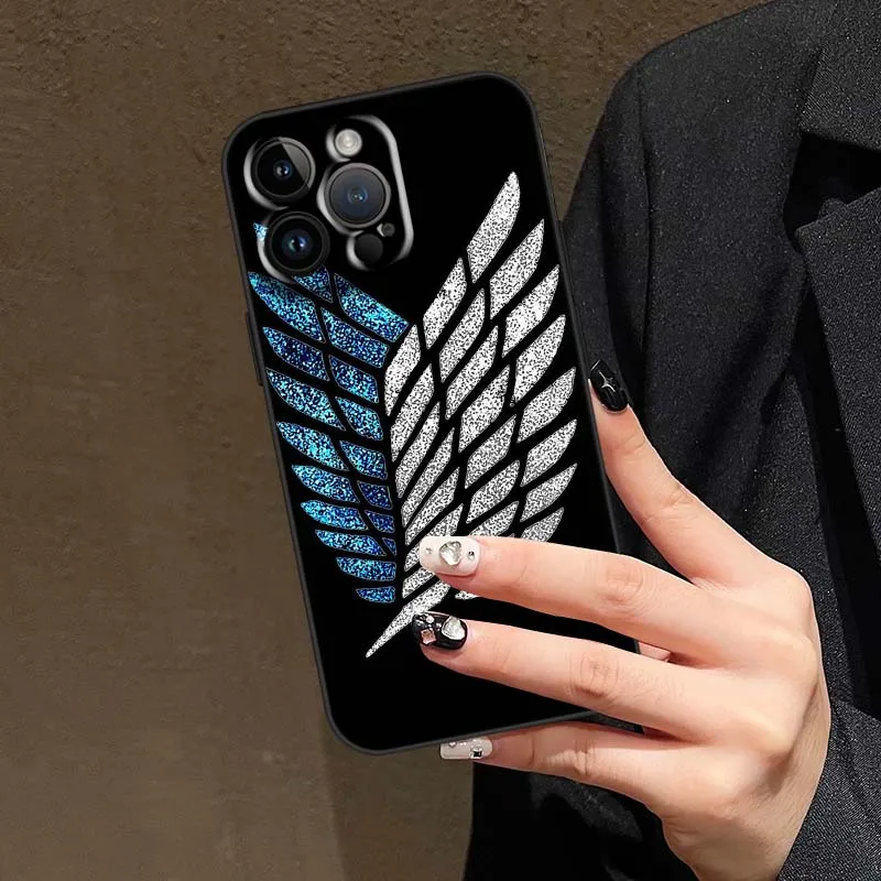 Anime Attack On Titan Logo For Apple iPhone 17 16 15 14 13 12 11 Air Mini Plus Pro Max Soft Black Phone Case Cover