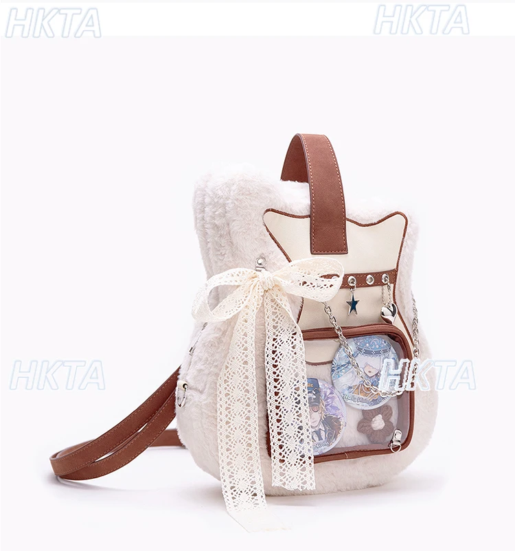 

Sweet 25, зимняя новая плюшевая сумка для гитары, рюкзаки контрастных цветов, милые крутые кружевные сумки-мессенджеры с цепочкой, универсальные женские сумки-мессенджеры