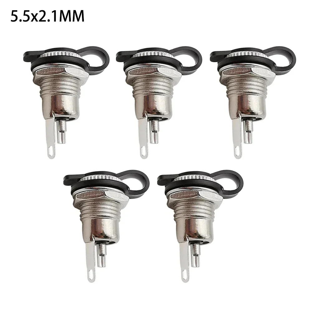 5pcs DC099DC Power  Installation Metal Connector DC Power Socket Female Panel Mount Connector With Waterproof Cover Power Supply