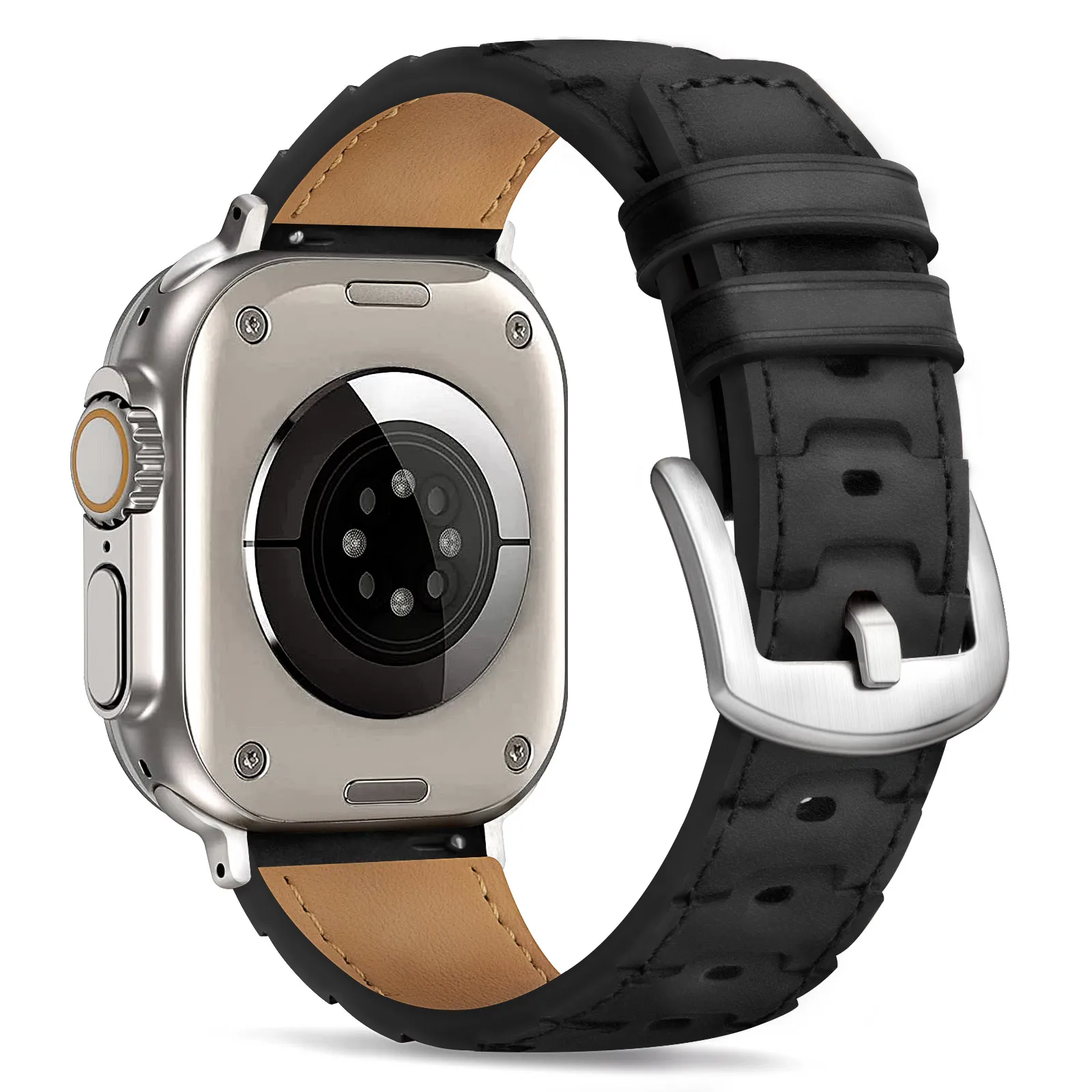 Band für Apple Watch Band 38/40/41/44/45/46/Ultra 2 49/42/44/45 mm Hautband Herren Lederarmband für iwatch Serie 7 8 9 se645