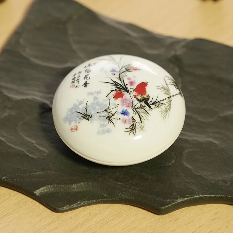 หมึกพิมพ์สีแดงเข้มแบบกลม 30 กรัม หมึกซินนาเบอร์สำหรับประทับตราชื่อ ลายเซ็น ภาพวาด งานพู่กัน  อุปกรณ์การเขียนสำหรับโรงเรียนและสำนักงาน