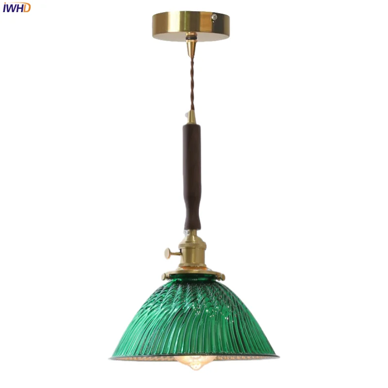

IWHD Mid Century Modern LED Pendant Lights For Bedroom Kitchen Bathroom Balcony Copper Glass Hanging Lamp Lighting Luminaire