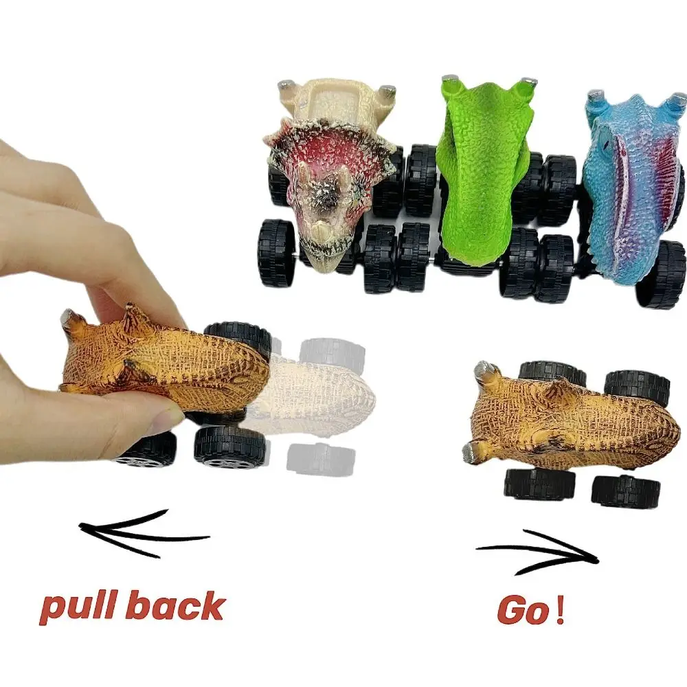 4pcs Creative Press and Go Car Toy Cute Montessori Dinosaur Inertia Car Toy Mini Cool Dinosaur Pull Back Toy Car Birthday Gift