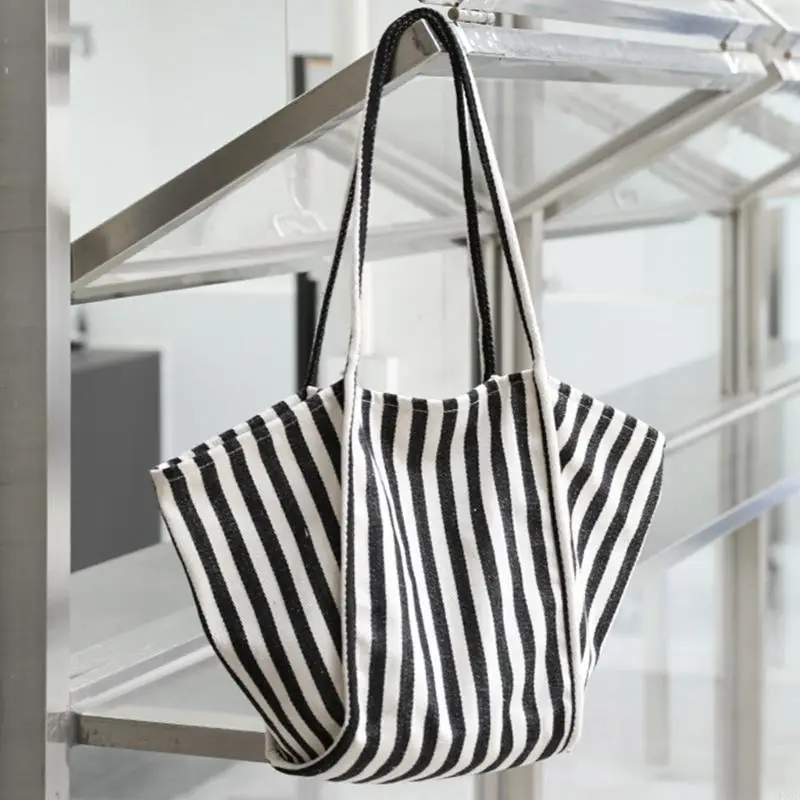 

340D Canvas Bag for Casual Artistic Fashion Lover Bag Trend & Versatile Canvas Tote/Shoulder Bag with Striped Design Gift