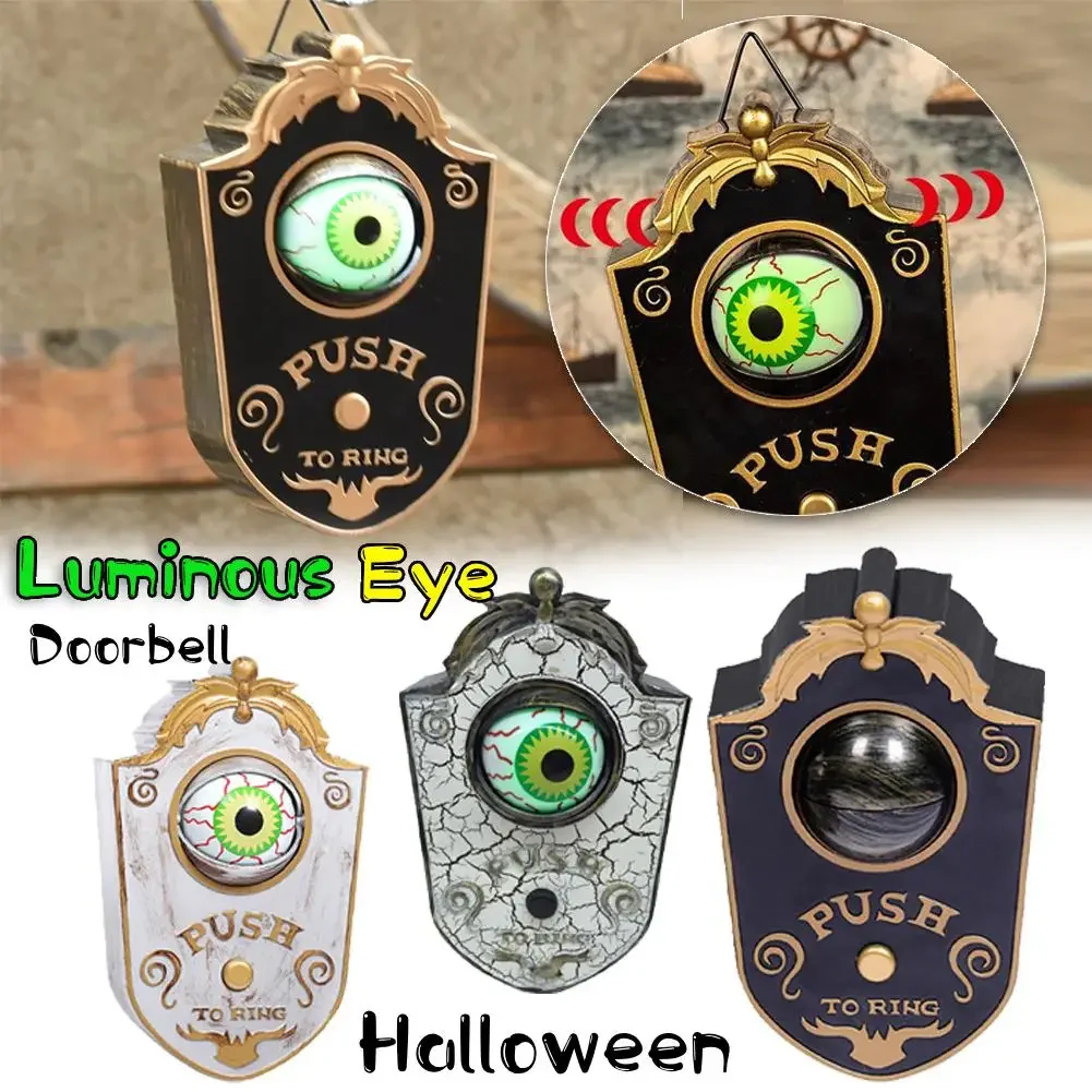 Glowing One-eyed Doorbell Halloween Decoration Horror Props Ghost's Day Home Hanging Electric Luminous Sounding Eyeball Doorbell