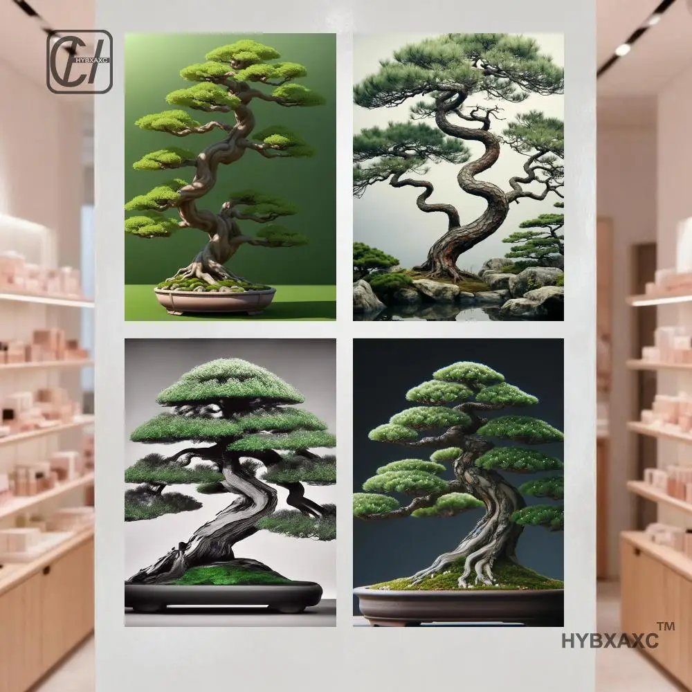 Classic Japanese Tree Okinawa Bonsai Travel Posters Iconic Trees Minimalism Prints Canvas Painting Wall Pictures Home Room Decor