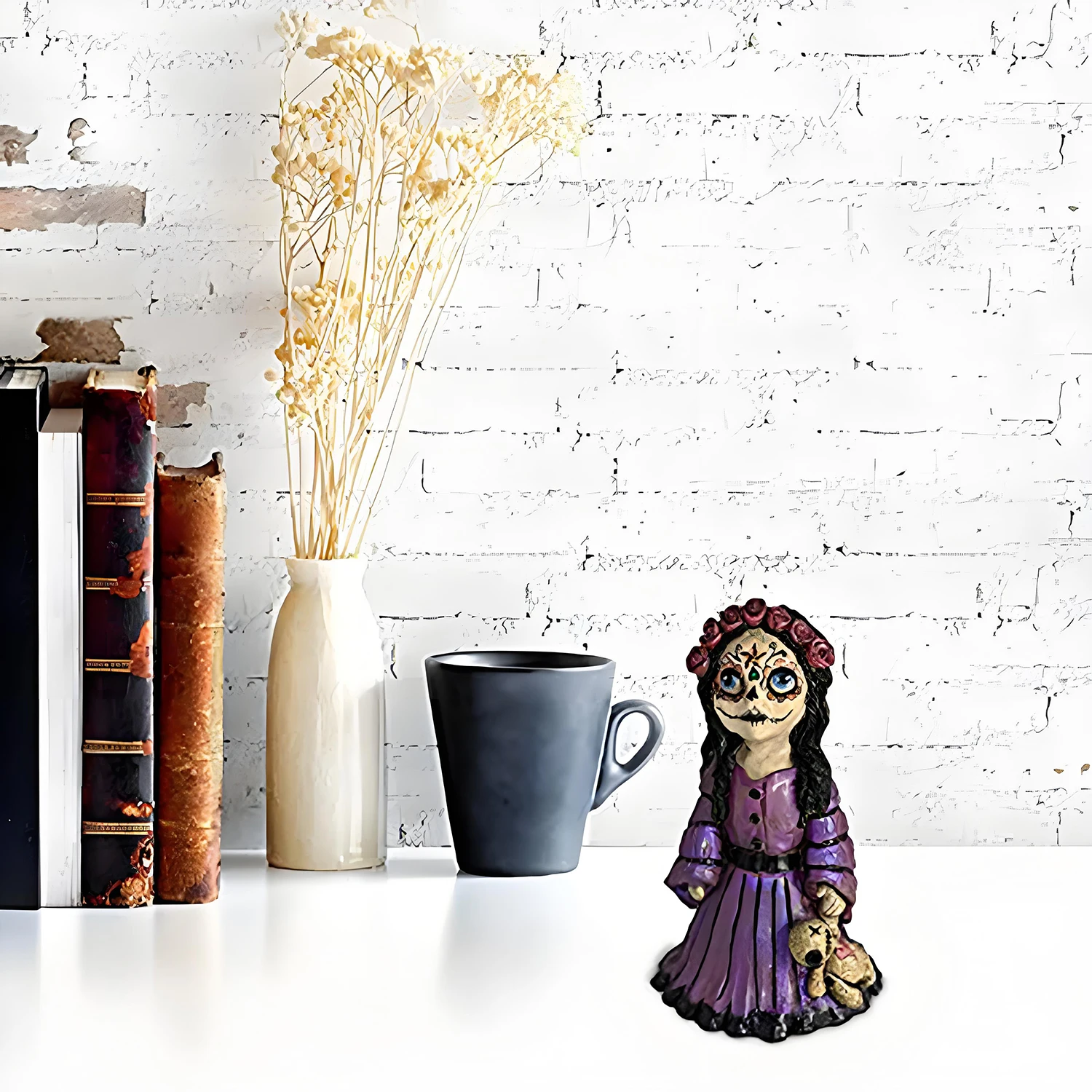 Afbeelding 6: Voodoo Doll Kegelbrander Wierookbrander, Mistvormige aromatherapiemist van neus en ogen Hand gebeeldhouwde hars staande pop